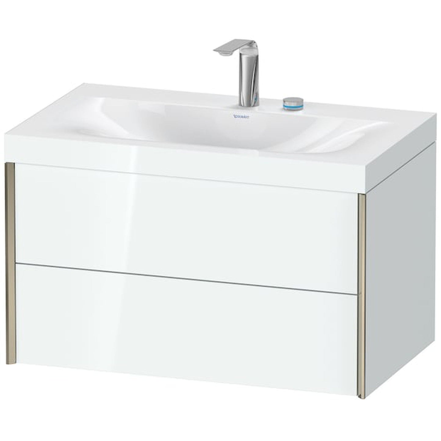Duravit Xviu 31" x 20" x 19" Two Drawer C-Bonded Wall-Mount Vanity Kit With Two Tap Holes, White (XV4615EB185C)
