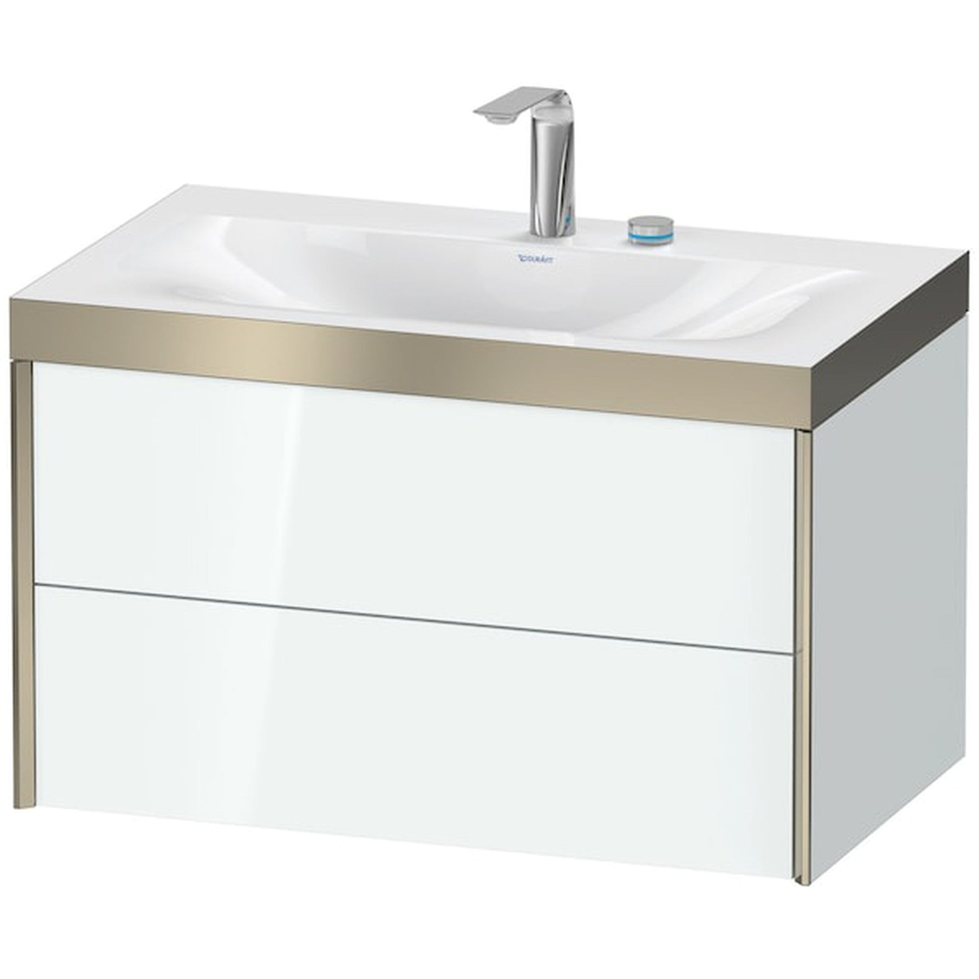 Duravit Xviu 31" x 20" x 19" Two Drawer C-Bonded Wall-Mount Vanity Kit With Two Tap Holes, White (XV4615EB185P)