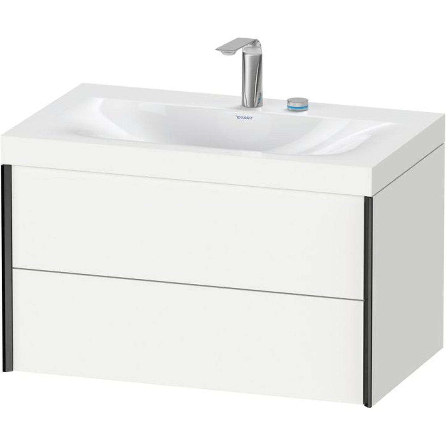 Duravit Xviu 31" x 20" x 19" Two Drawer C-Bonded Wall-Mount Vanity Kit With Two Tap Holes, White (XV4615EB218C)
