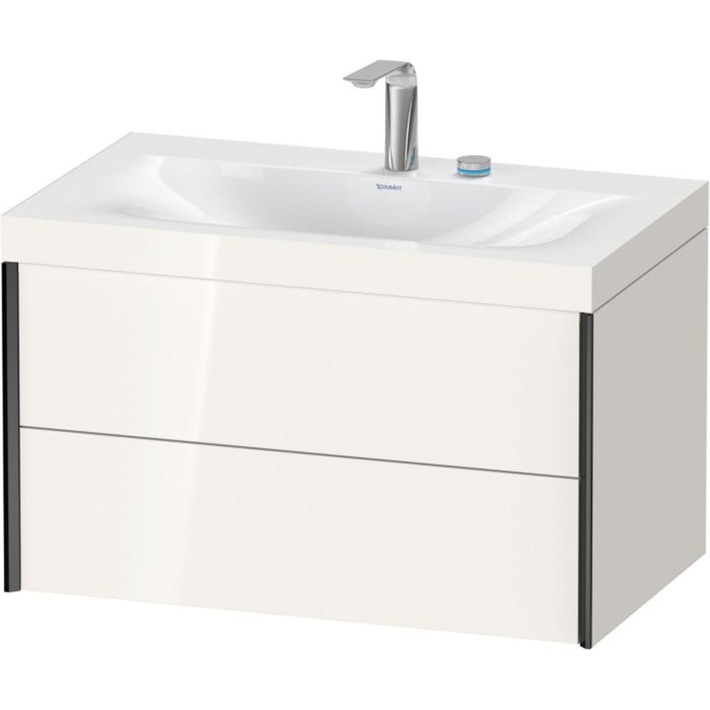 Duravit Xviu 31" x 20" x 19" Two Drawer C-Bonded Wall-Mount Vanity Kit With Two Tap Holes, White (XV4615EB222C)