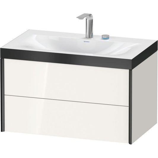 Duravit Xviu 31" x 20" x 19" Two Drawer C-Bonded Wall-Mount Vanity Kit With Two Tap Holes, White (XV4615EB222P)