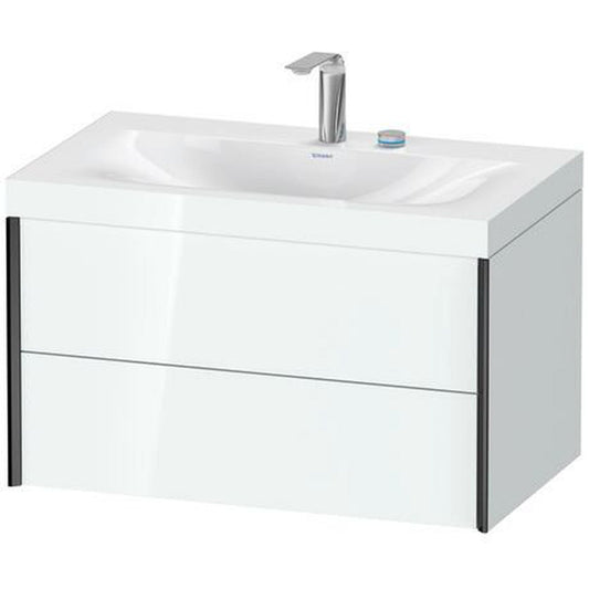 Duravit Xviu 31" x 20" x 19" Two Drawer C-Bonded Wall-Mount Vanity Kit With Two Tap Holes, White (XV4615EB285C)