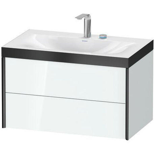 Duravit Xviu 31" x 20" x 19" Two Drawer C-Bonded Wall-Mount Vanity Kit With Two Tap Holes, White (XV4615EB285P)