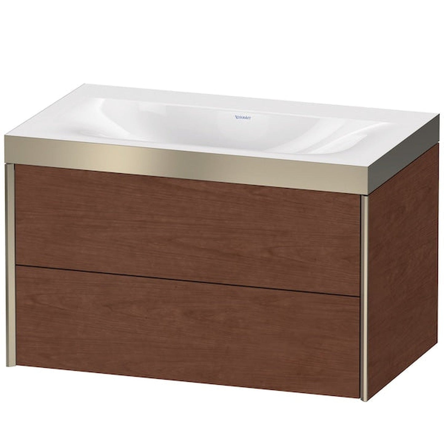 Duravit Xviu 31" x 20" x 19" Two Drawer C-Bonded Wall-Mount Vanity Kit Without Tap Hole, American Walnut (XV4615NB113P)