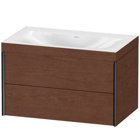 Duravit Xviu 31" x 20" x 19" Two Drawer C-Bonded Wall-Mount Vanity Kit Without Tap Hole, American Walnut (XV4615NB213C)
