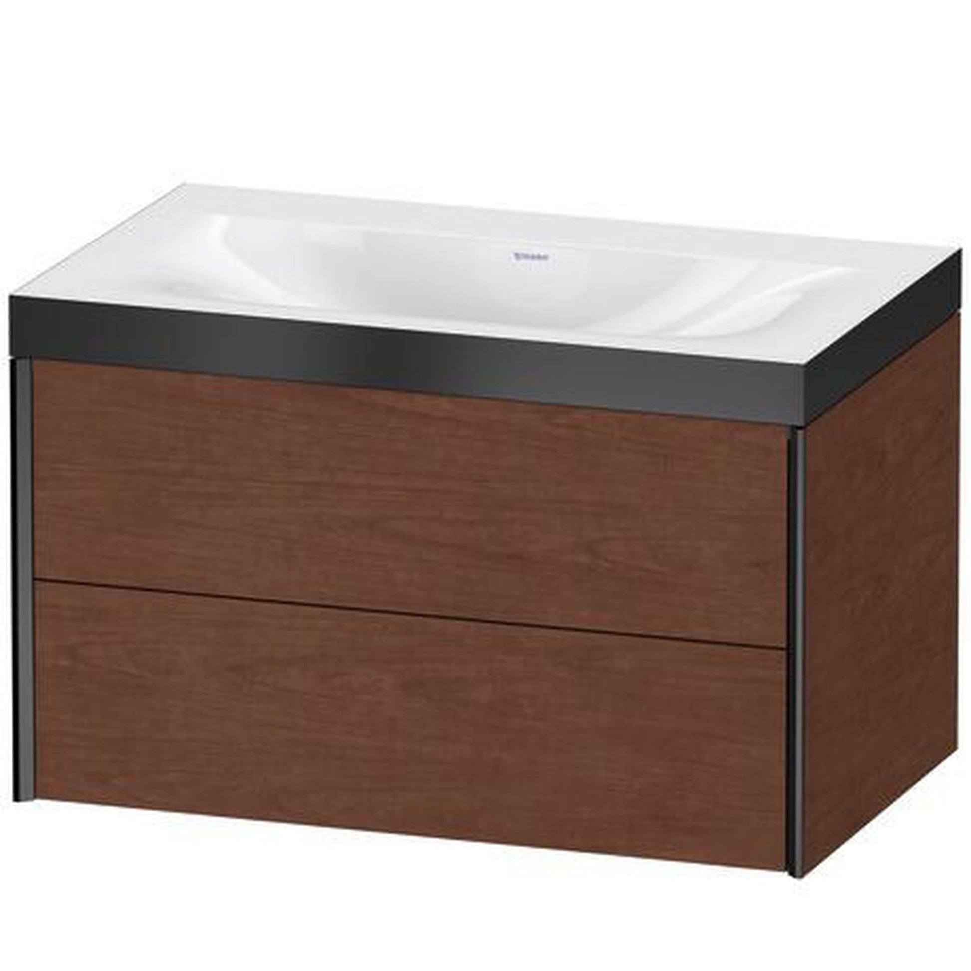 Duravit Xviu 31" x 20" x 19" Two Drawer C-Bonded Wall-Mount Vanity Kit Without Tap Hole, American Walnut (XV4615NB213P)