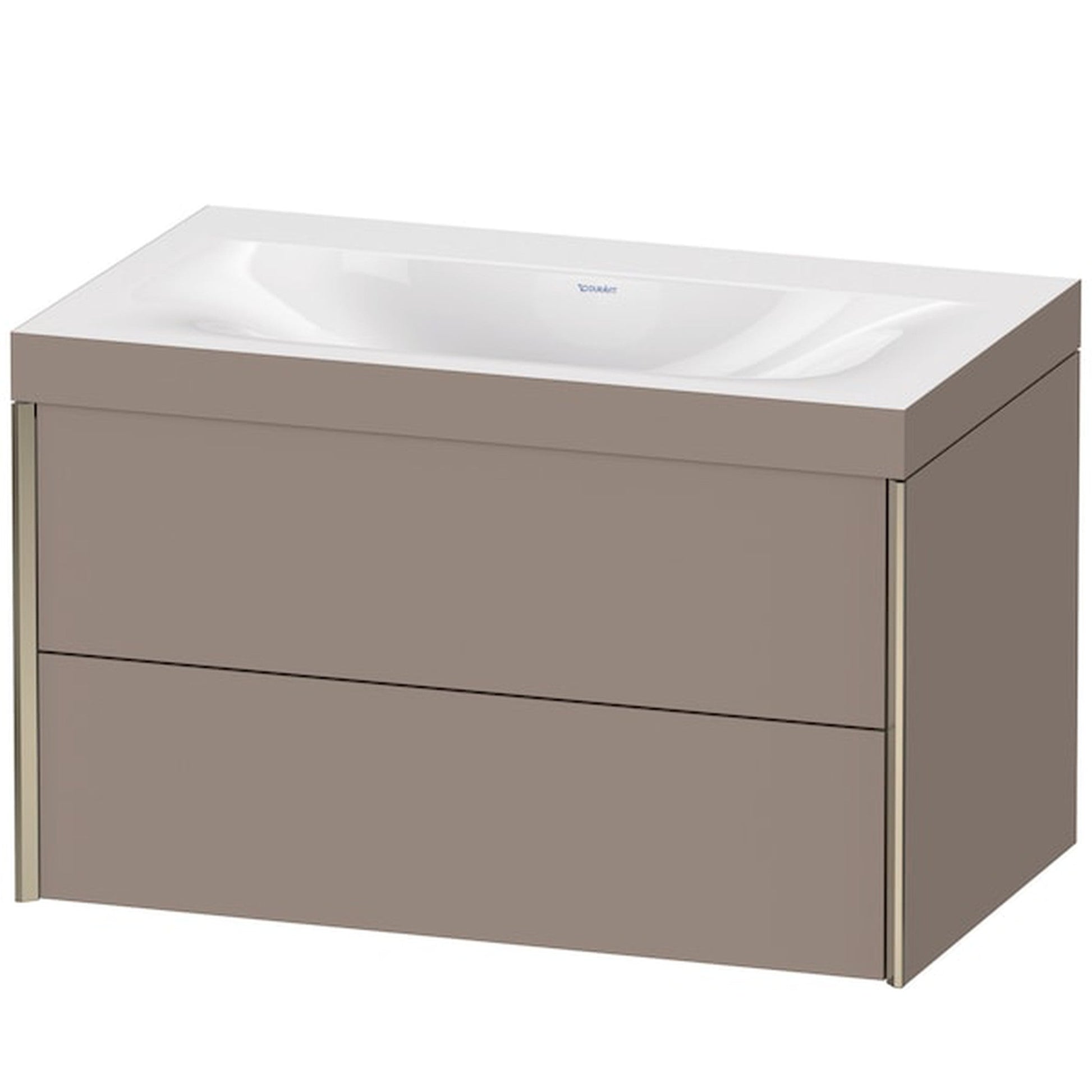 Duravit Xviu 31" x 20" x 19" Two Drawer C-Bonded Wall-Mount Vanity Kit Without Tap Hole, Basalt (XV4615NB143C)