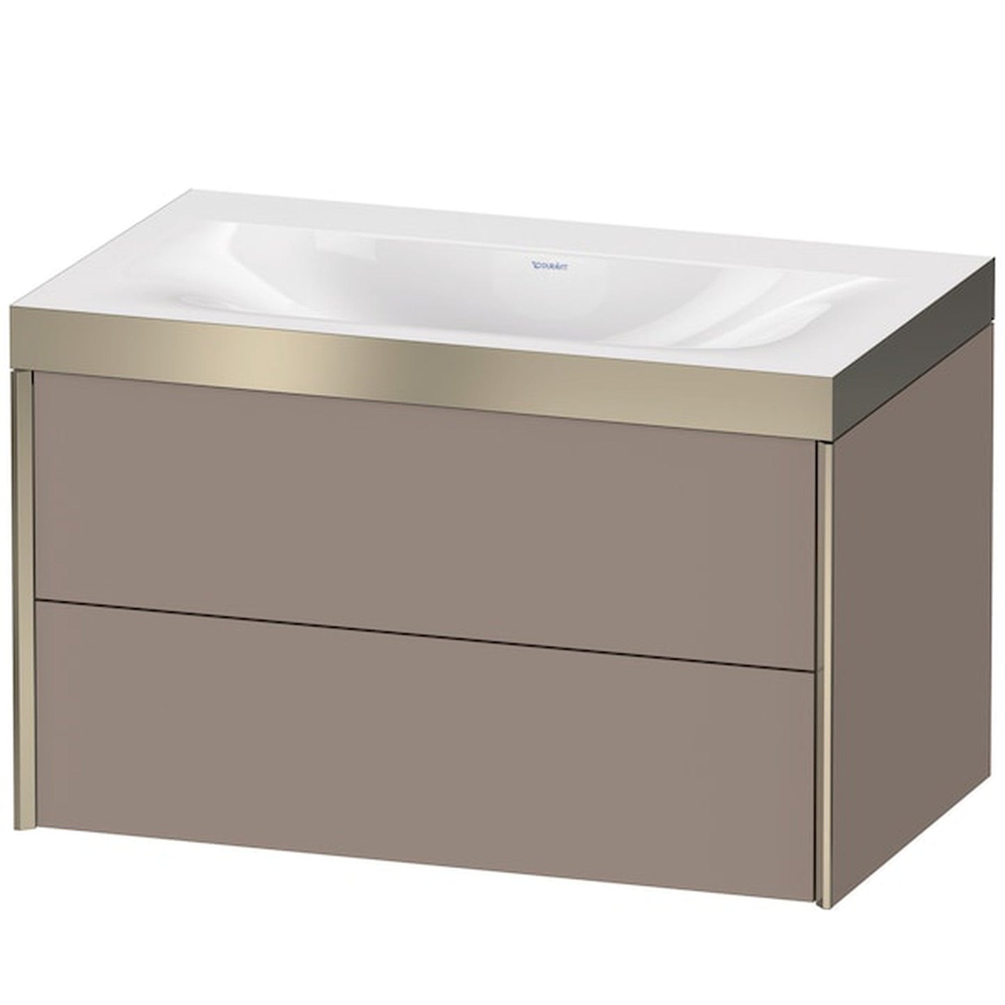 Duravit Xviu 31" x 20" x 19" Two Drawer C-Bonded Wall-Mount Vanity Kit Without Tap Hole, Basalt (XV4615NB143P)