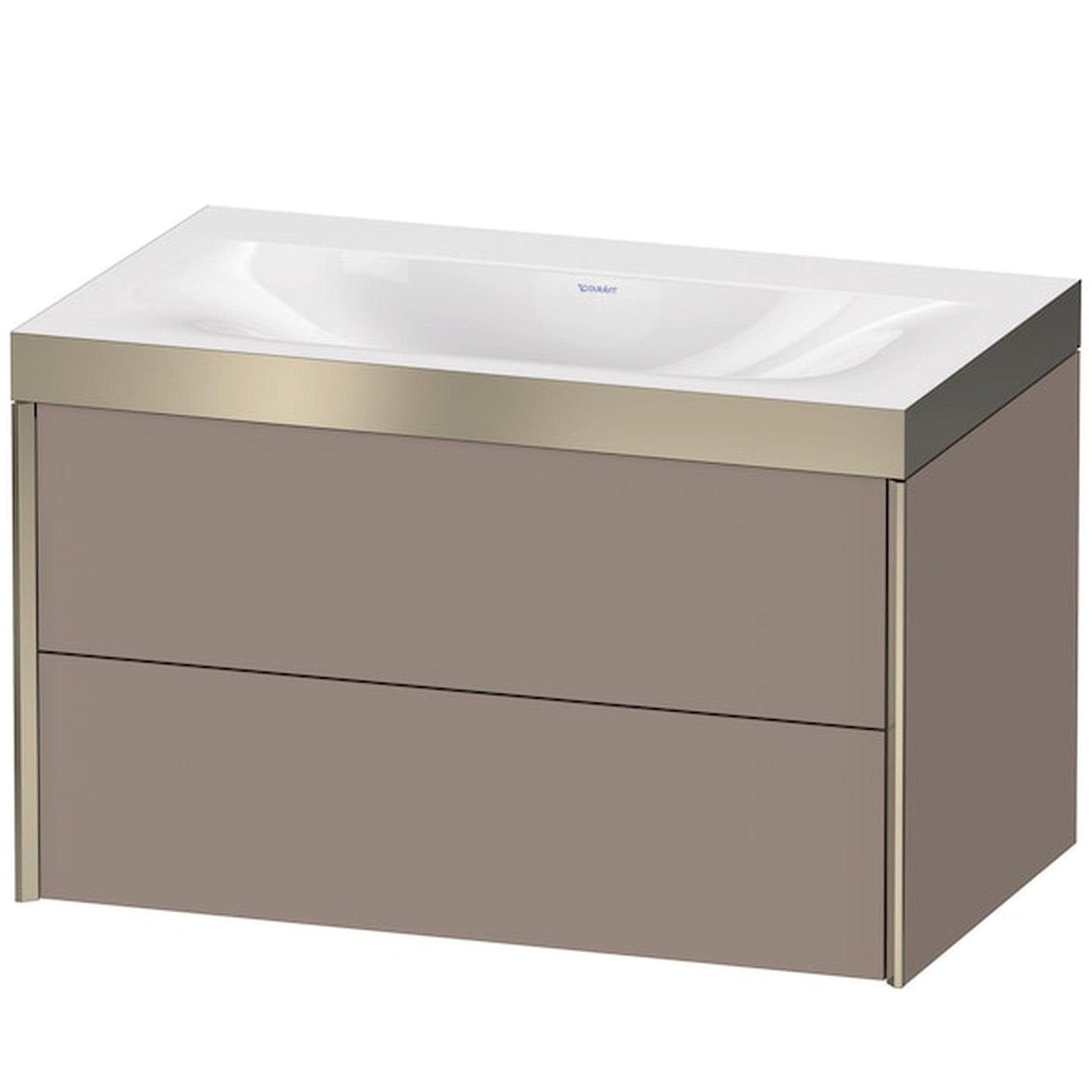 Duravit Xviu 31" x 20" x 19" Two Drawer C-Bonded Wall-Mount Vanity Kit Without Tap Hole, Basalt (XV4615NB143P)