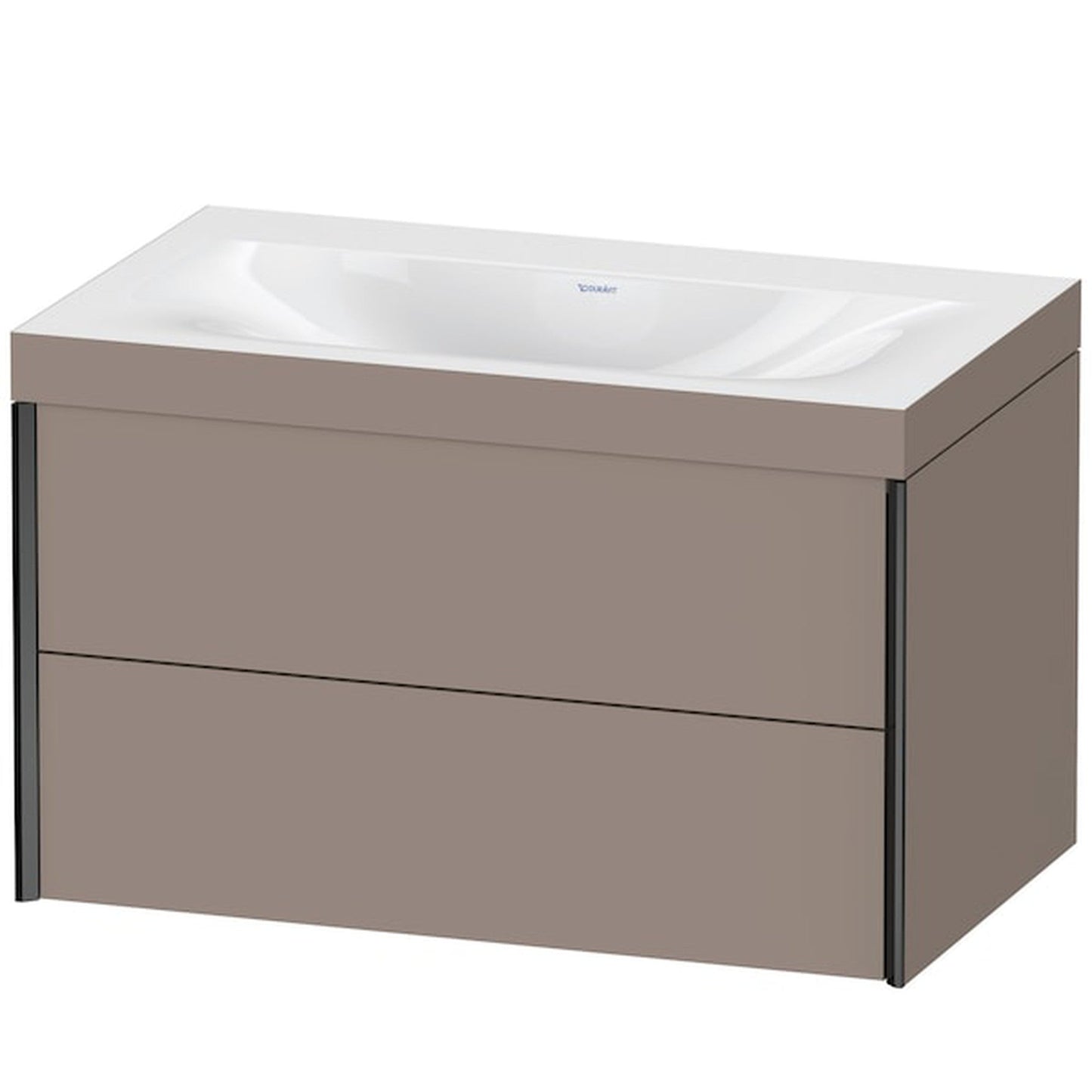 Duravit Xviu 31" x 20" x 19" Two Drawer C-Bonded Wall-Mount Vanity Kit Without Tap Hole, Basalt (XV4615NB243C)