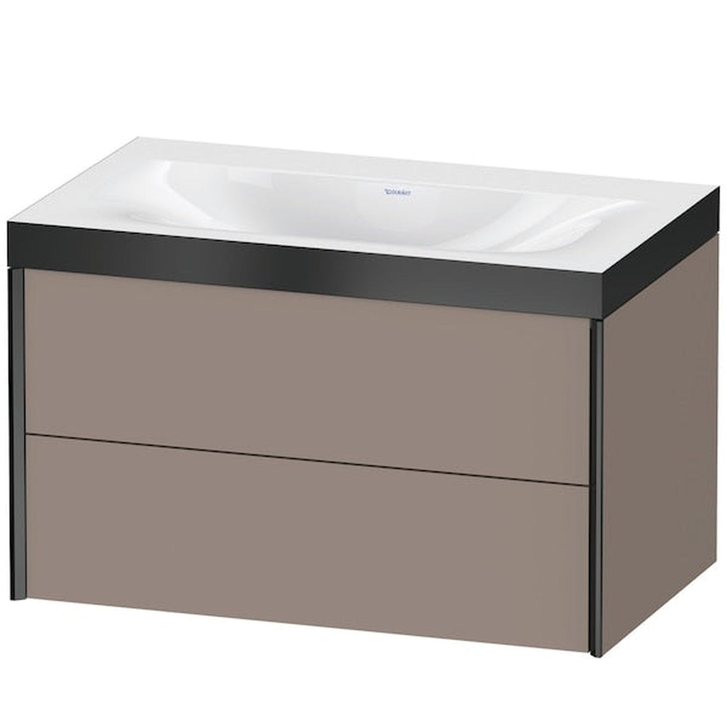 Duravit Xviu 31" x 20" x 19" Two Drawer C-Bonded Wall-Mount Vanity Kit Without Tap Hole, Basalt (XV4615NB243P)