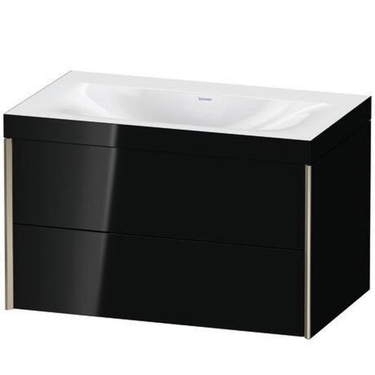 Duravit Xviu 31" x 20" x 19" Two Drawer C-Bonded Wall-Mount Vanity Kit Without Tap Hole, Black (XV4615NB140C)
