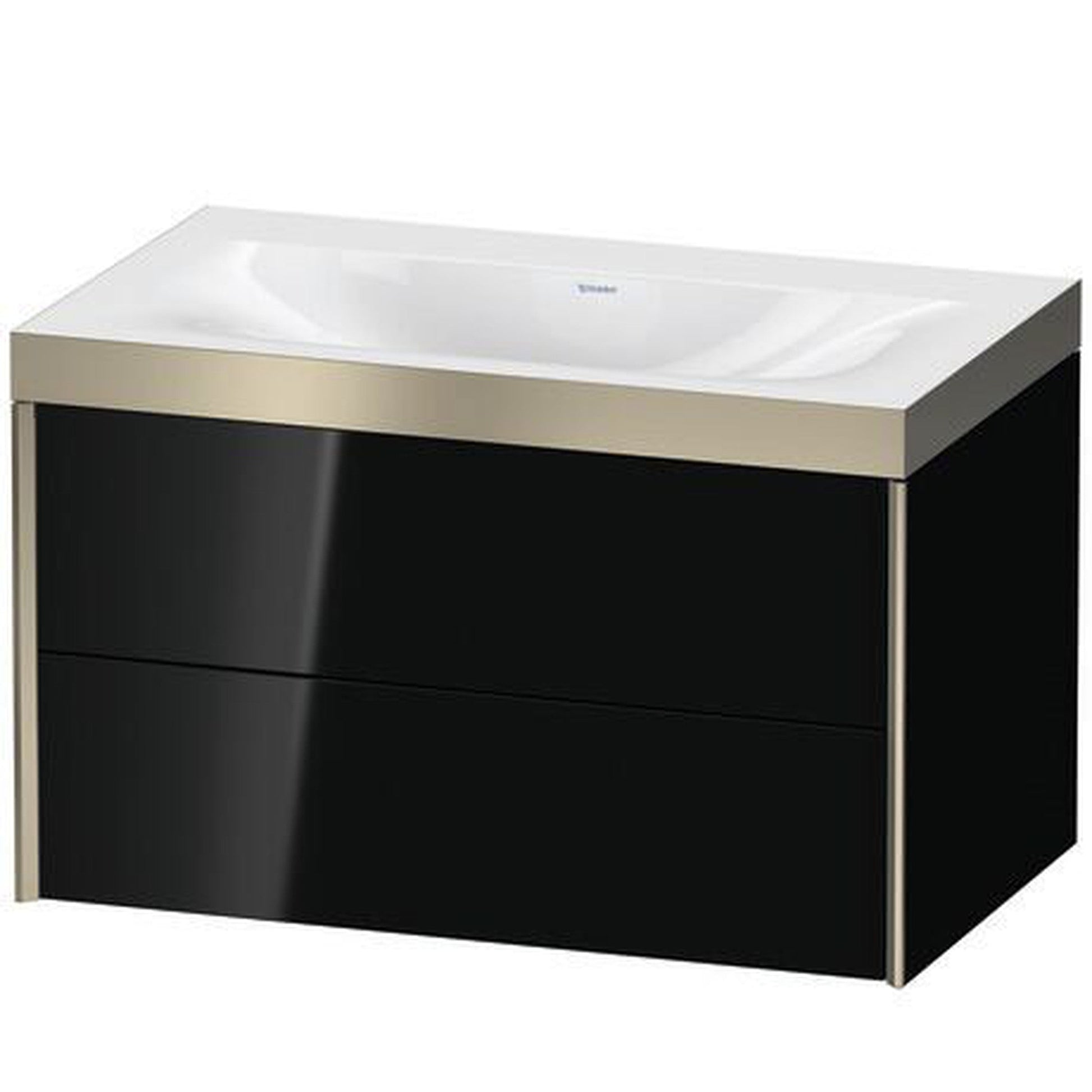 Duravit Xviu 31" x 20" x 19" Two Drawer C-Bonded Wall-Mount Vanity Kit Without Tap Hole, Black (XV4615NB140P)
