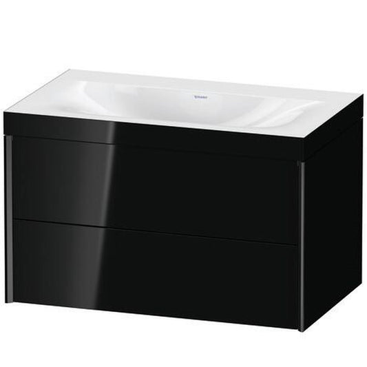 Duravit Xviu 31" x 20" x 19" Two Drawer C-Bonded Wall-Mount Vanity Kit Without Tap Hole, Black (XV4615NB240C)