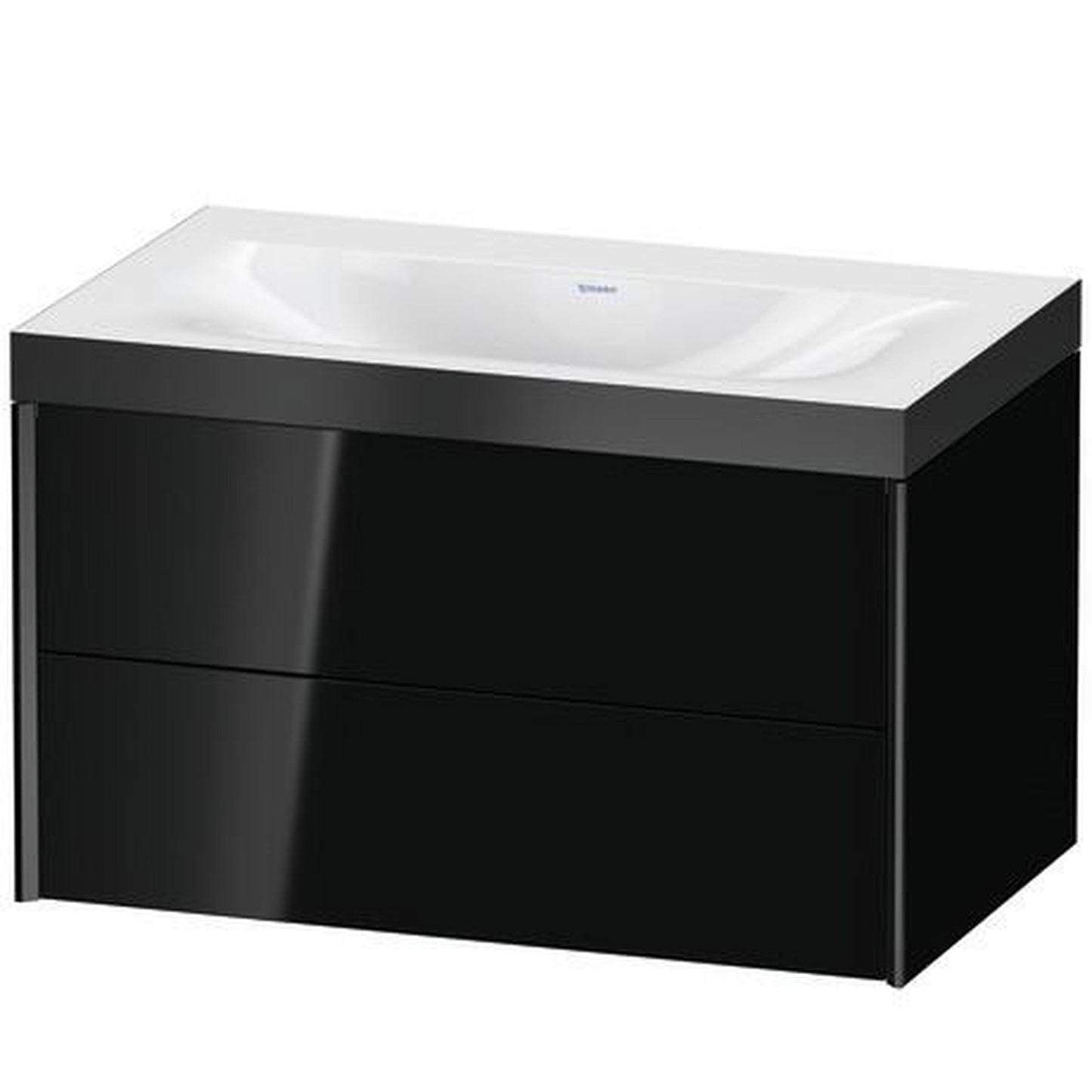 Duravit Xviu 31" x 20" x 19" Two Drawer C-Bonded Wall-Mount Vanity Kit Without Tap Hole, Black (XV4615NB240P)
