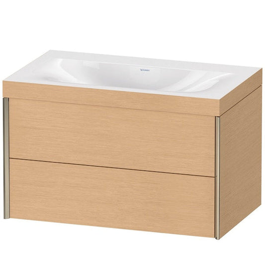 Duravit Xviu 31" x 20" x 19" Two Drawer C-Bonded Wall-Mount Vanity Kit Without Tap Hole, Brushed Oak (XV4615NB112C)