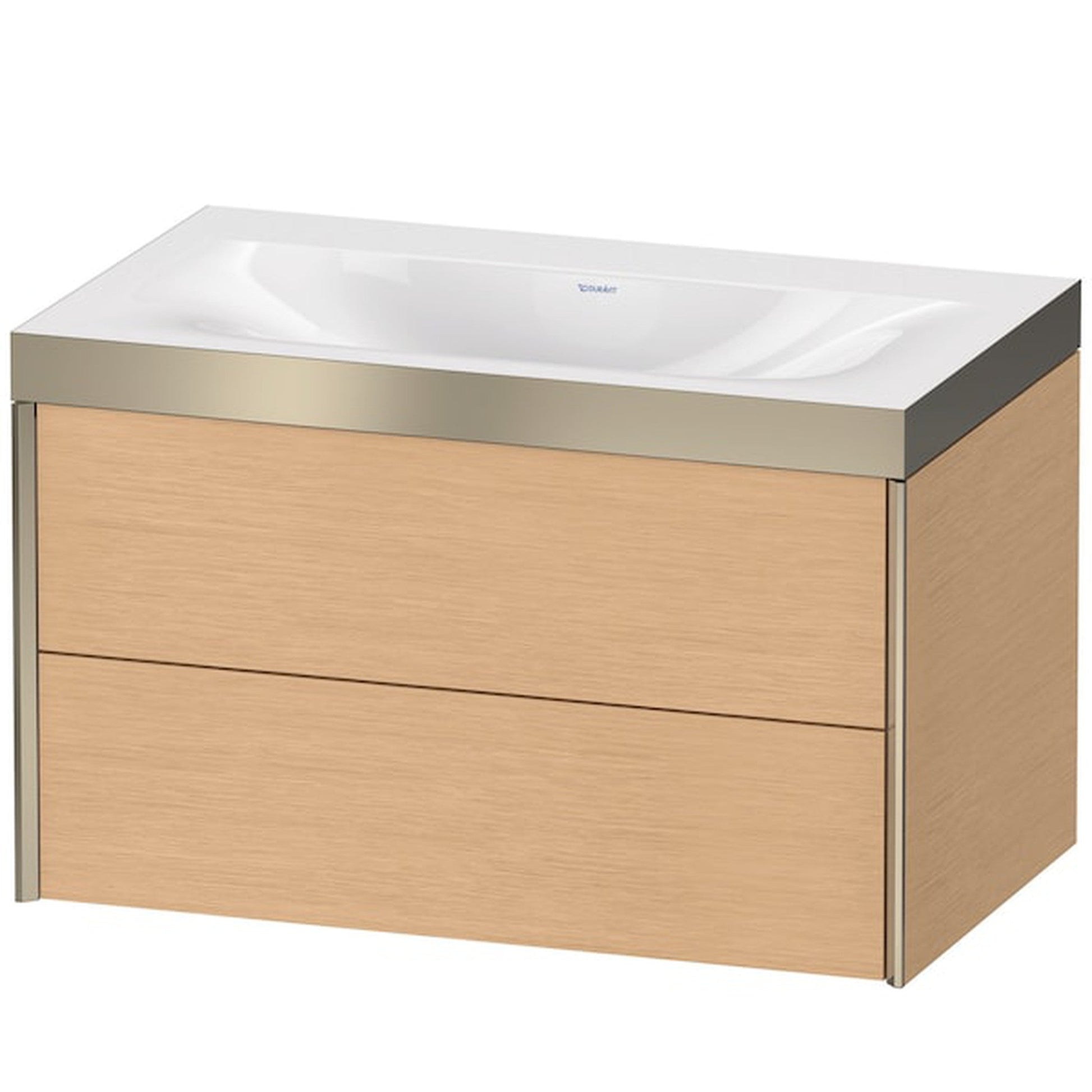 Duravit Xviu 31" x 20" x 19" Two Drawer C-Bonded Wall-Mount Vanity Kit Without Tap Hole, Brushed Oak (XV4615NB112P)