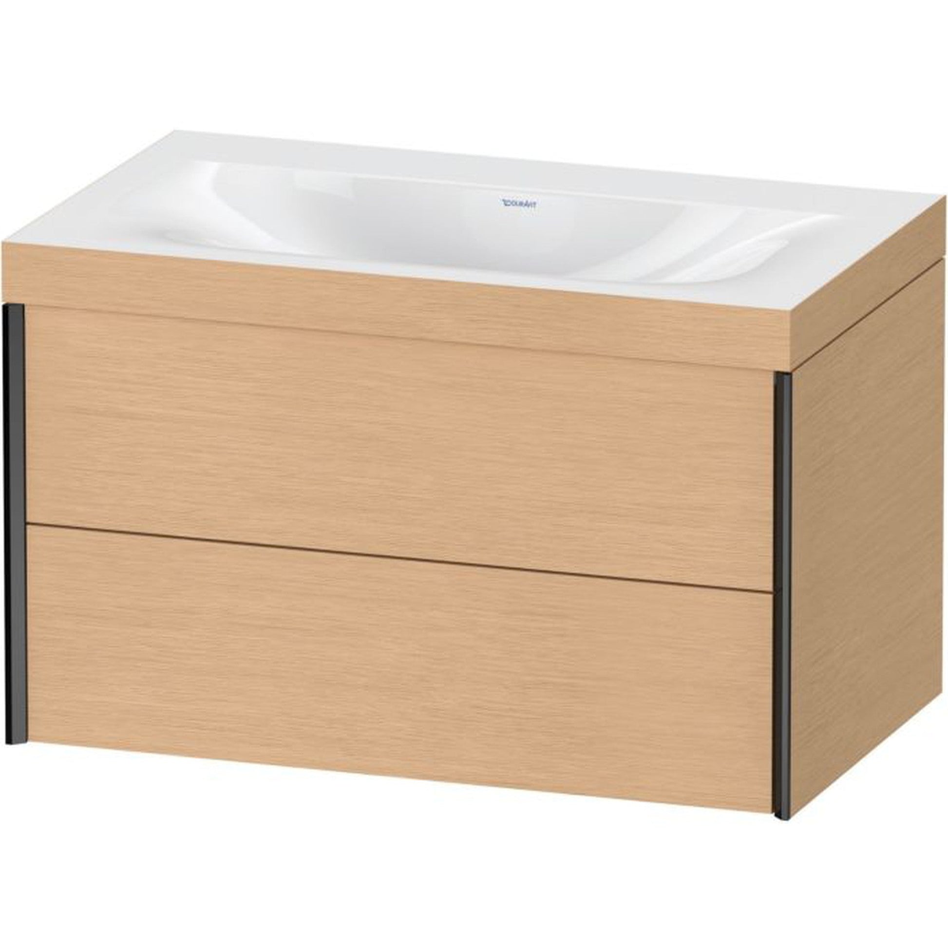 Duravit Xviu 31" x 20" x 19" Two Drawer C-Bonded Wall-Mount Vanity Kit Without Tap Hole, Brushed Oak (XV4615NB212C)