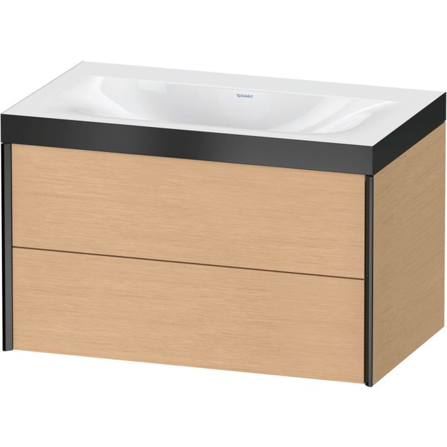 Duravit Xviu 31" x 20" x 19" Two Drawer C-Bonded Wall-Mount Vanity Kit Without Tap Hole, Brushed Oak (XV4615NB212P)