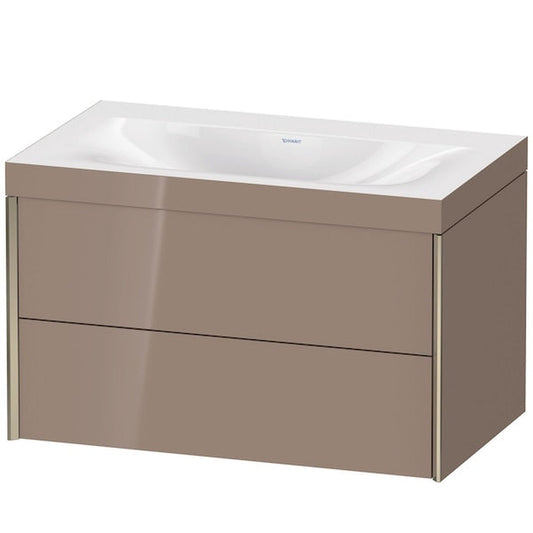 Duravit Xviu 31" x 20" x 19" Two Drawer C-Bonded Wall-Mount Vanity Kit Without Tap Hole, Cappuccino (XV4615NB186C)