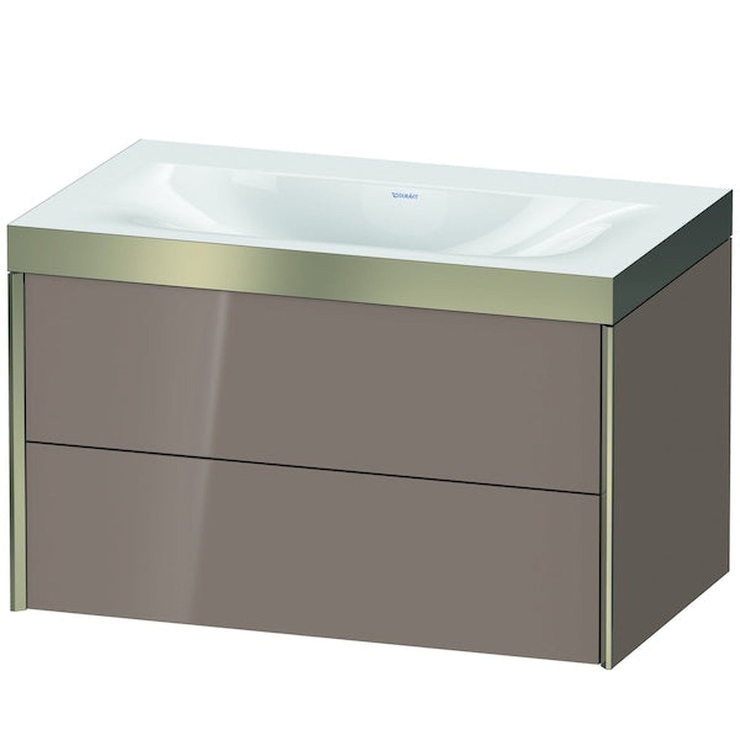 Duravit Xviu 31" x 20" x 19" Two Drawer C-Bonded Wall-Mount Vanity Kit Without Tap Hole, Cappuccino (XV4615NB186P)