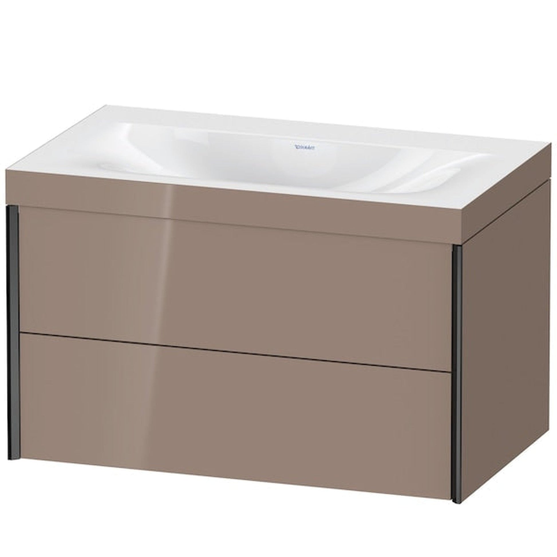 Duravit Xviu 31" x 20" x 19" Two Drawer C-Bonded Wall-Mount Vanity Kit Without Tap Hole, Cappuccino (XV4615NB286C)