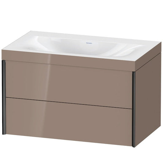 Duravit Xviu 31" x 20" x 19" Two Drawer C-Bonded Wall-Mount Vanity Kit Without Tap Hole, Cappuccino (XV4615NB286C)