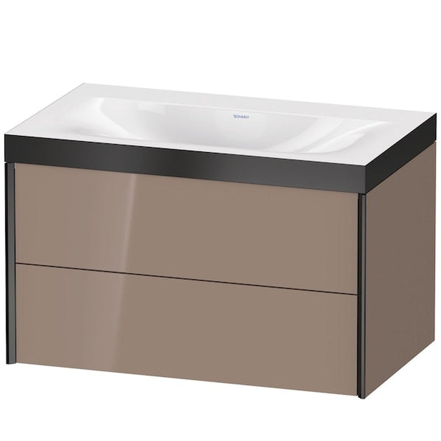 Duravit Xviu 31" x 20" x 19" Two Drawer C-Bonded Wall-Mount Vanity Kit Without Tap Hole, Cappuccino (XV4615NB286P)