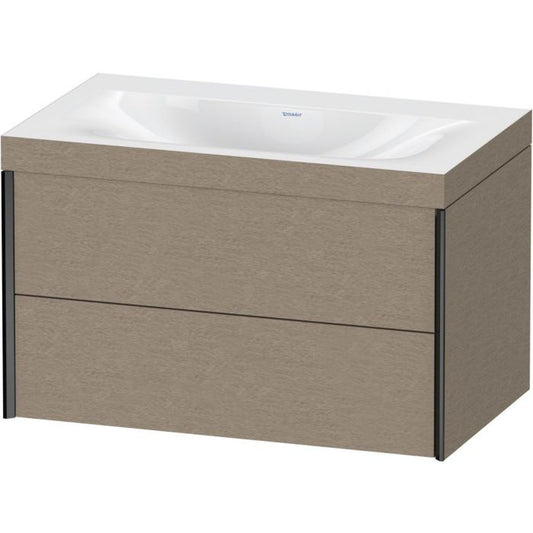Duravit Xviu 31" x 20" x 19" Two Drawer C-Bonded Wall-Mount Vanity Kit Without Tap Hole, Cashmere Oak (XV4615NB211C)