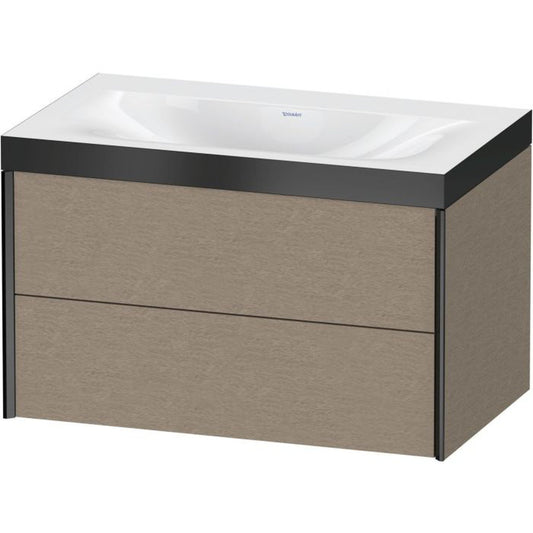 Duravit Xviu 31" x 20" x 19" Two Drawer C-Bonded Wall-Mount Vanity Kit Without Tap Hole, Cashmere Oak (XV4615NB211P)