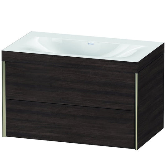 Duravit Xviu 31" x 20" x 19" Two Drawer C-Bonded Wall-Mount Vanity Kit Without Tap Hole, Chestnut Dark (XV4615NB153C)