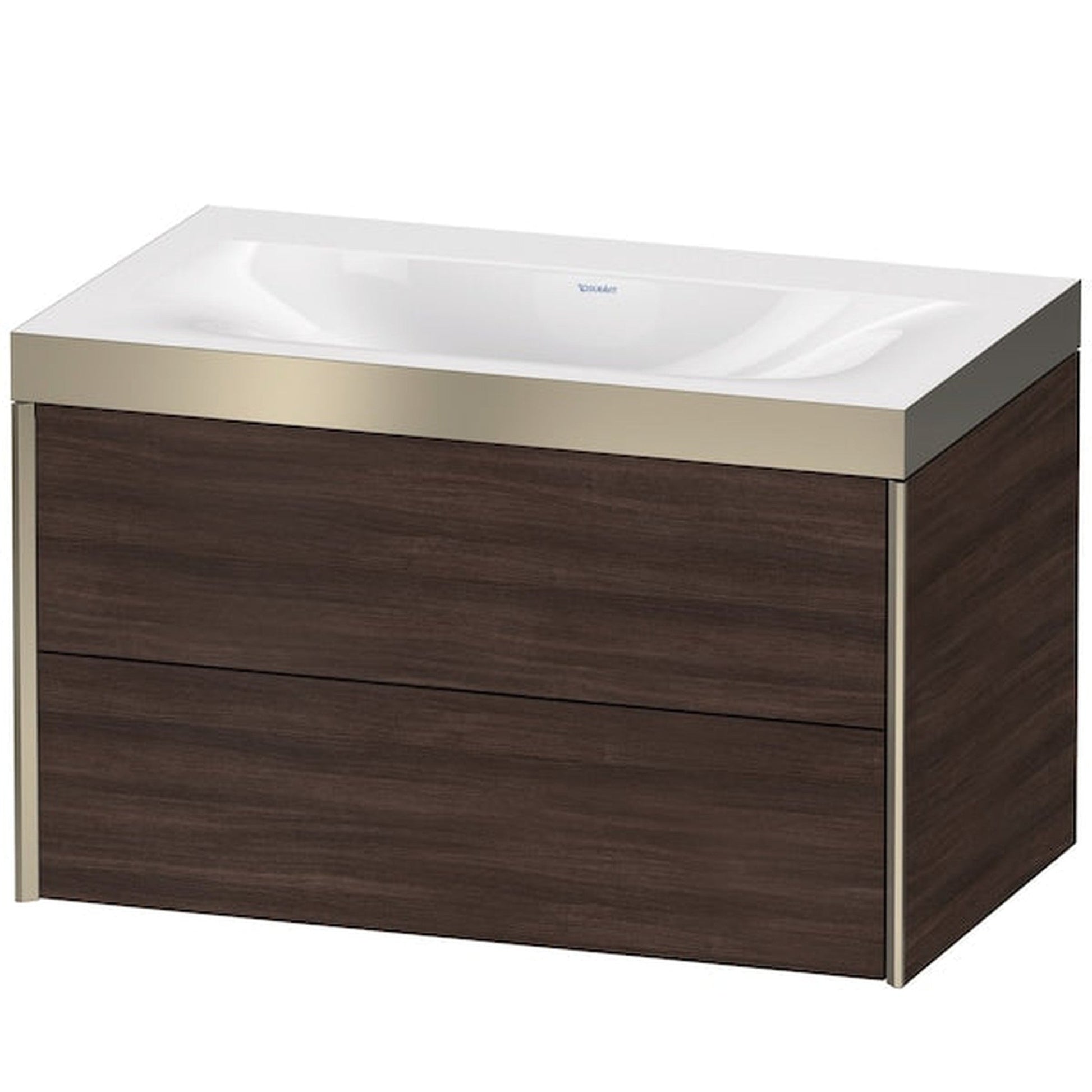Duravit Xviu 31" x 20" x 19" Two Drawer C-Bonded Wall-Mount Vanity Kit Without Tap Hole, Chestnut Dark (XV4615NB153P)