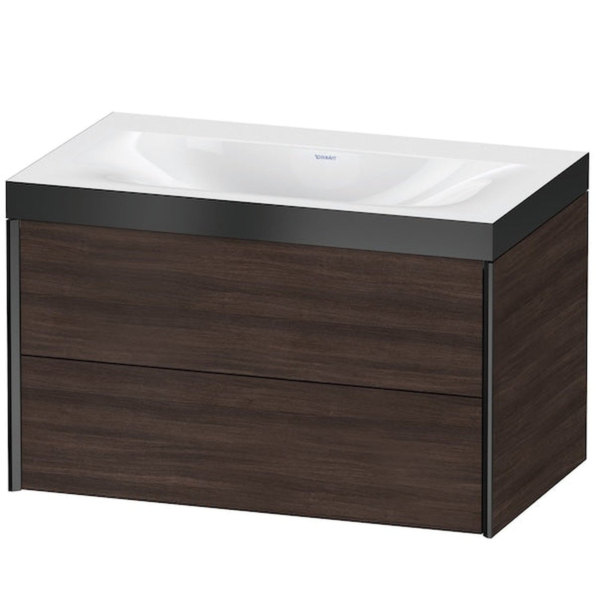 Duravit Xviu 31" x 20" x 19" Two Drawer C-Bonded Wall-Mount Vanity Kit Without Tap Hole, Chestnut Dark (XV4615NB253P)