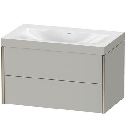 Duravit Xviu 31" x 20" x 19" Two Drawer C-Bonded Wall-Mount Vanity Kit Without Tap Hole, Concrete Gray (XV4615NB107C)