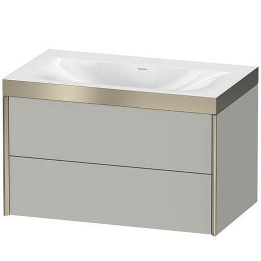 Duravit Xviu 31" x 20" x 19" Two Drawer C-Bonded Wall-Mount Vanity Kit Without Tap Hole, Concrete Gray (XV4615NB107P)