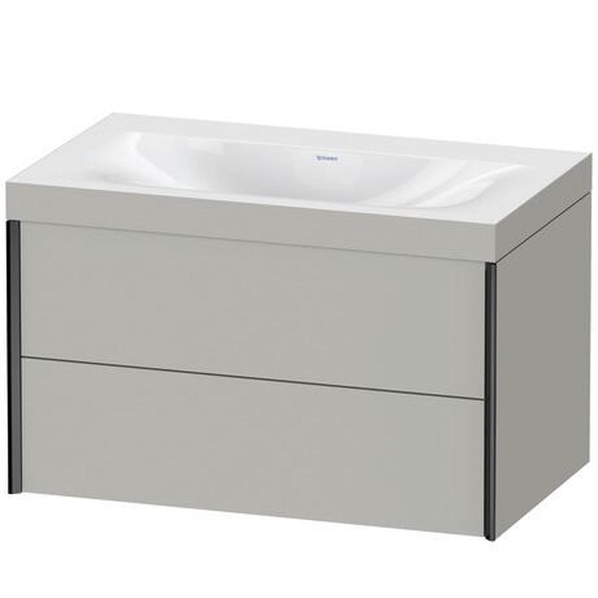 Duravit Xviu 31" x 20" x 19" Two Drawer C-Bonded Wall-Mount Vanity Kit Without Tap Hole, Concrete Gray (XV4615NB207C)
