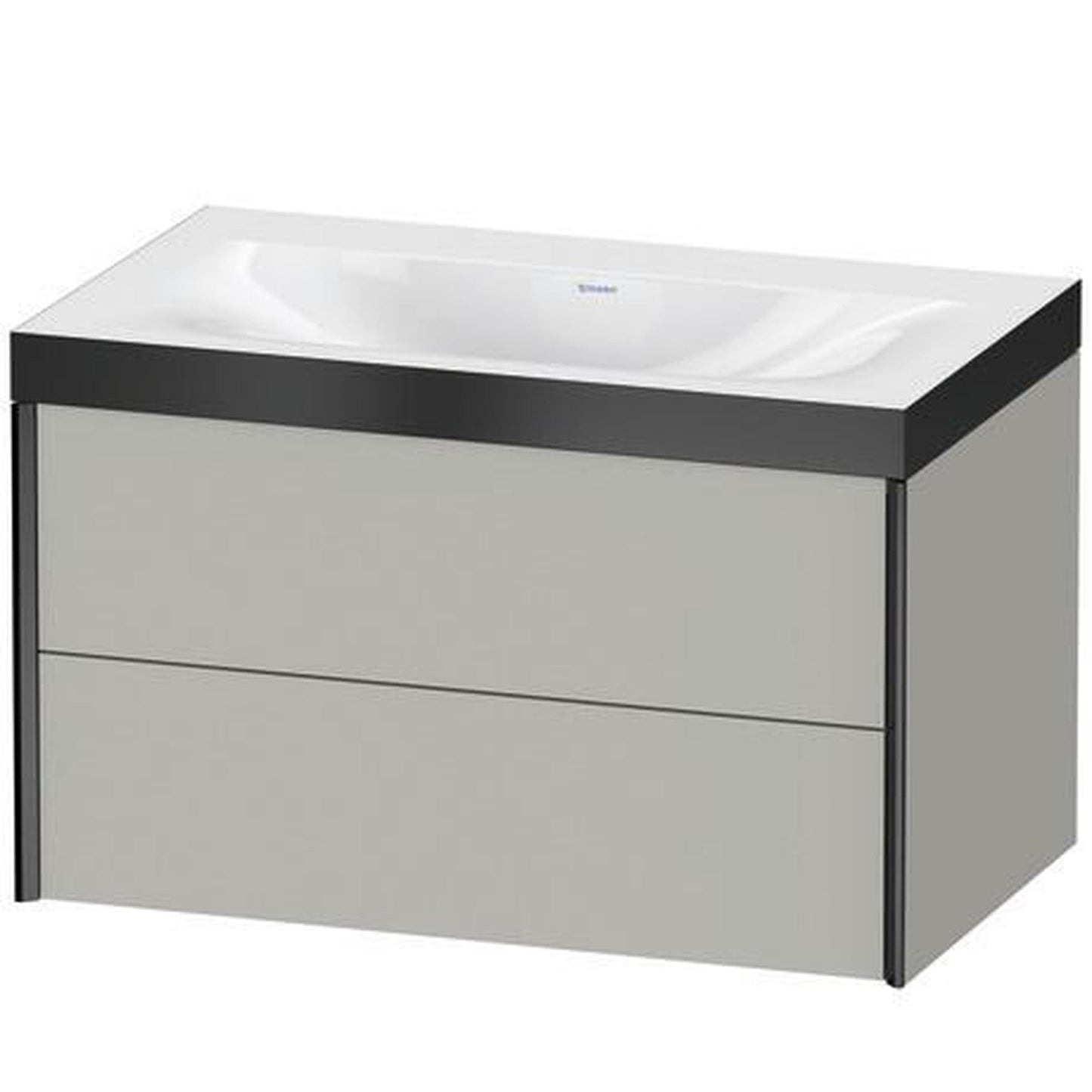 Duravit Xviu 31" x 20" x 19" Two Drawer C-Bonded Wall-Mount Vanity Kit Without Tap Hole, Concrete Gray (XV4615NB207P)