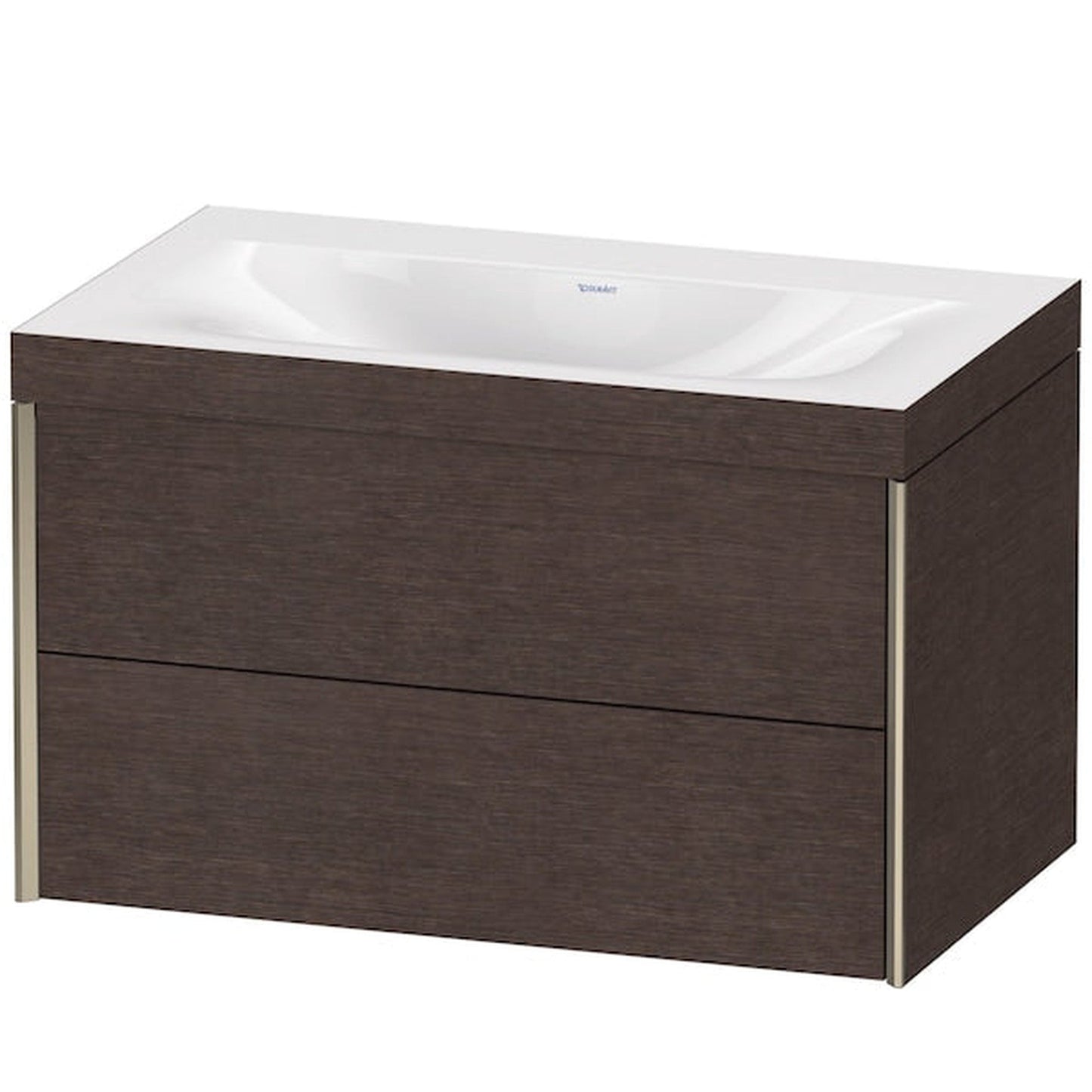 Duravit Xviu 31" x 20" x 19" Two Drawer C-Bonded Wall-Mount Vanity Kit Without Tap Hole, Dark Brushed Oak (XV4615NB172C)