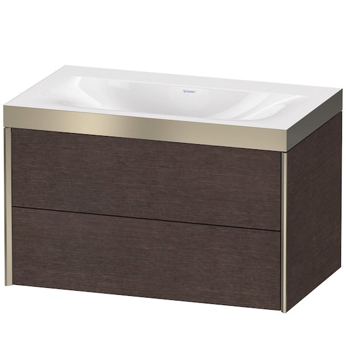 Duravit Xviu 31" x 20" x 19" Two Drawer C-Bonded Wall-Mount Vanity Kit Without Tap Hole, Dark Brushed Oak (XV4615NB172P)