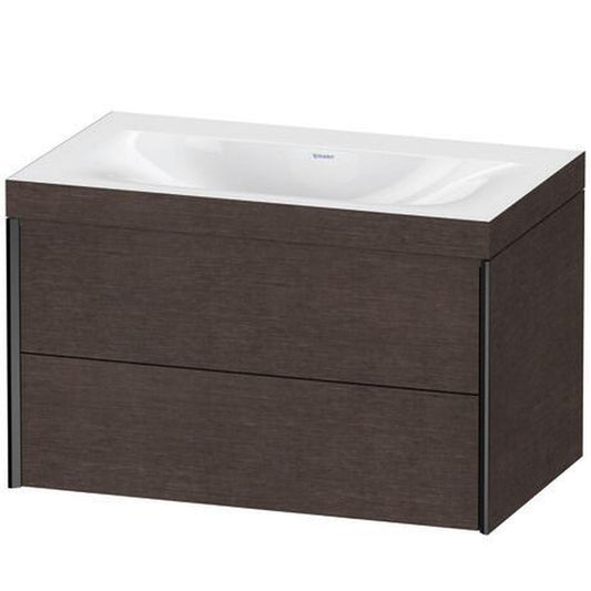 Duravit Xviu 31" x 20" x 19" Two Drawer C-Bonded Wall-Mount Vanity Kit Without Tap Hole, Dark Brushed Oak (XV4615NB272C)