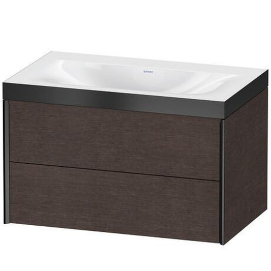 Duravit Xviu 31" x 20" x 19" Two Drawer C-Bonded Wall-Mount Vanity Kit Without Tap Hole, Dark Brushed Oak (XV4615NB272P)