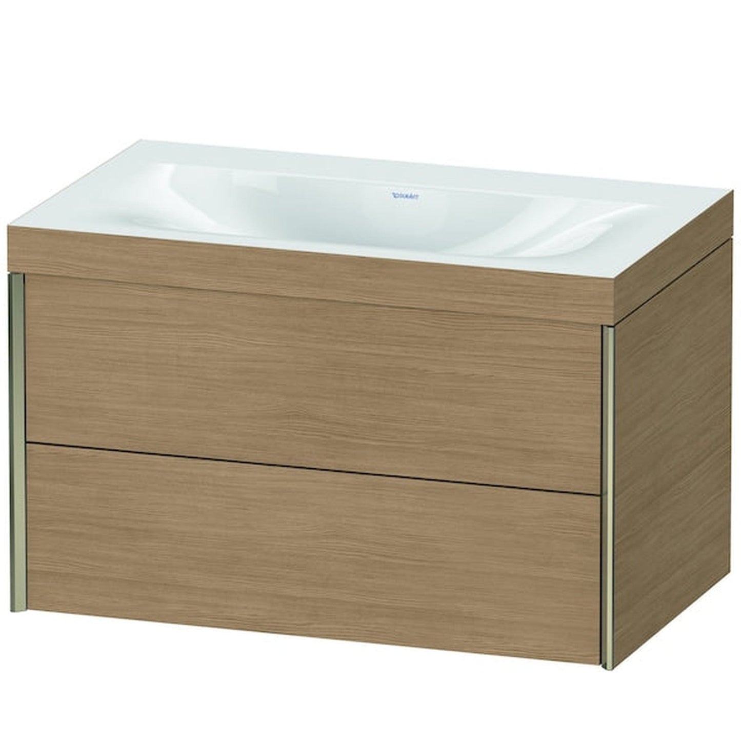 Duravit Xviu 31" x 20" x 19" Two Drawer C-Bonded Wall-Mount Vanity Kit Without Tap Hole, European Oak (XV4615NB152C)