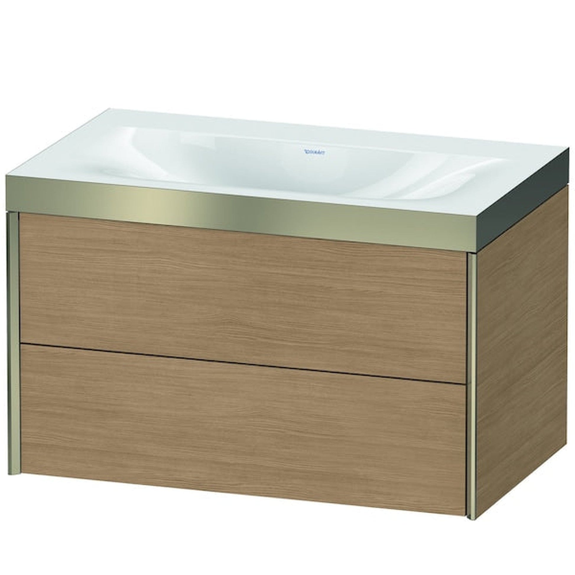 Duravit Xviu 31" x 20" x 19" Two Drawer C-Bonded Wall-Mount Vanity Kit Without Tap Hole, European Oak (XV4615NB152P)