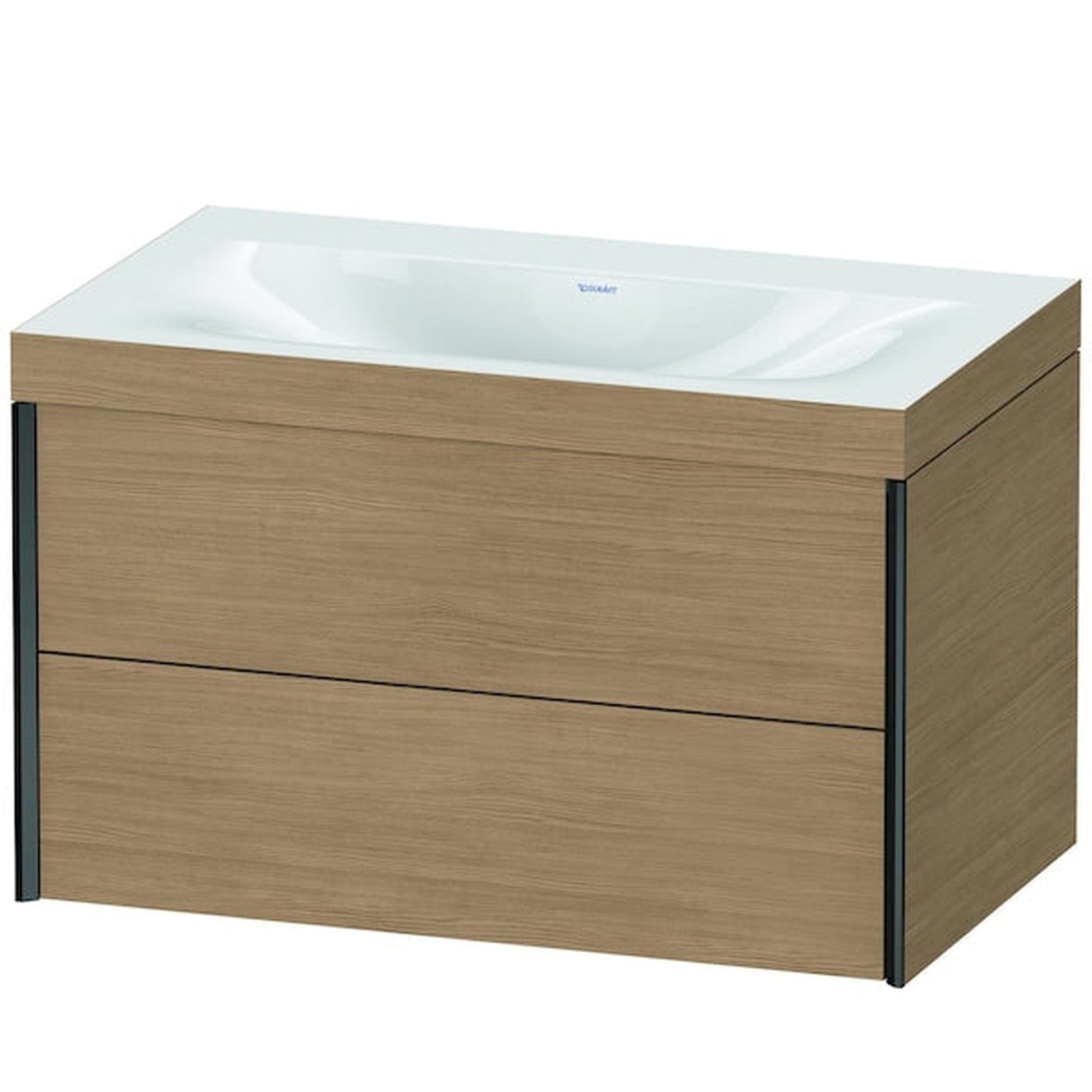 Duravit Xviu 31" x 20" x 19" Two Drawer C-Bonded Wall-Mount Vanity Kit Without Tap Hole, European Oak (XV4615NB252C)