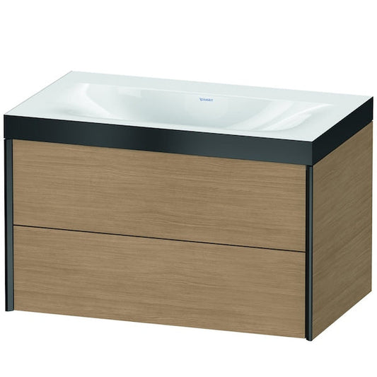 Duravit Xviu 31" x 20" x 19" Two Drawer C-Bonded Wall-Mount Vanity Kit Without Tap Hole, European Oak (XV4615NB252P)