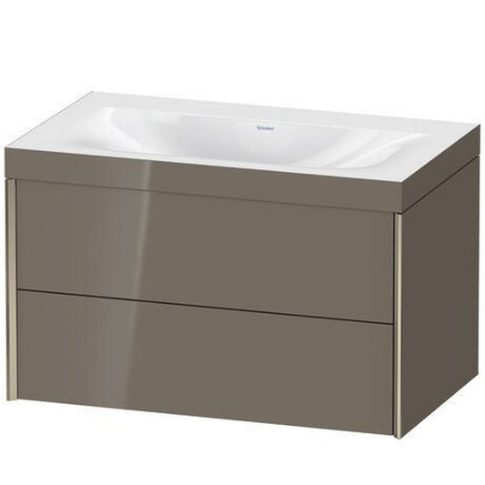 Duravit Xviu 31" x 20" x 19" Two Drawer C-Bonded Wall-Mount Vanity Kit Without Tap Hole, Flannel Gray (XV4615NB189C)