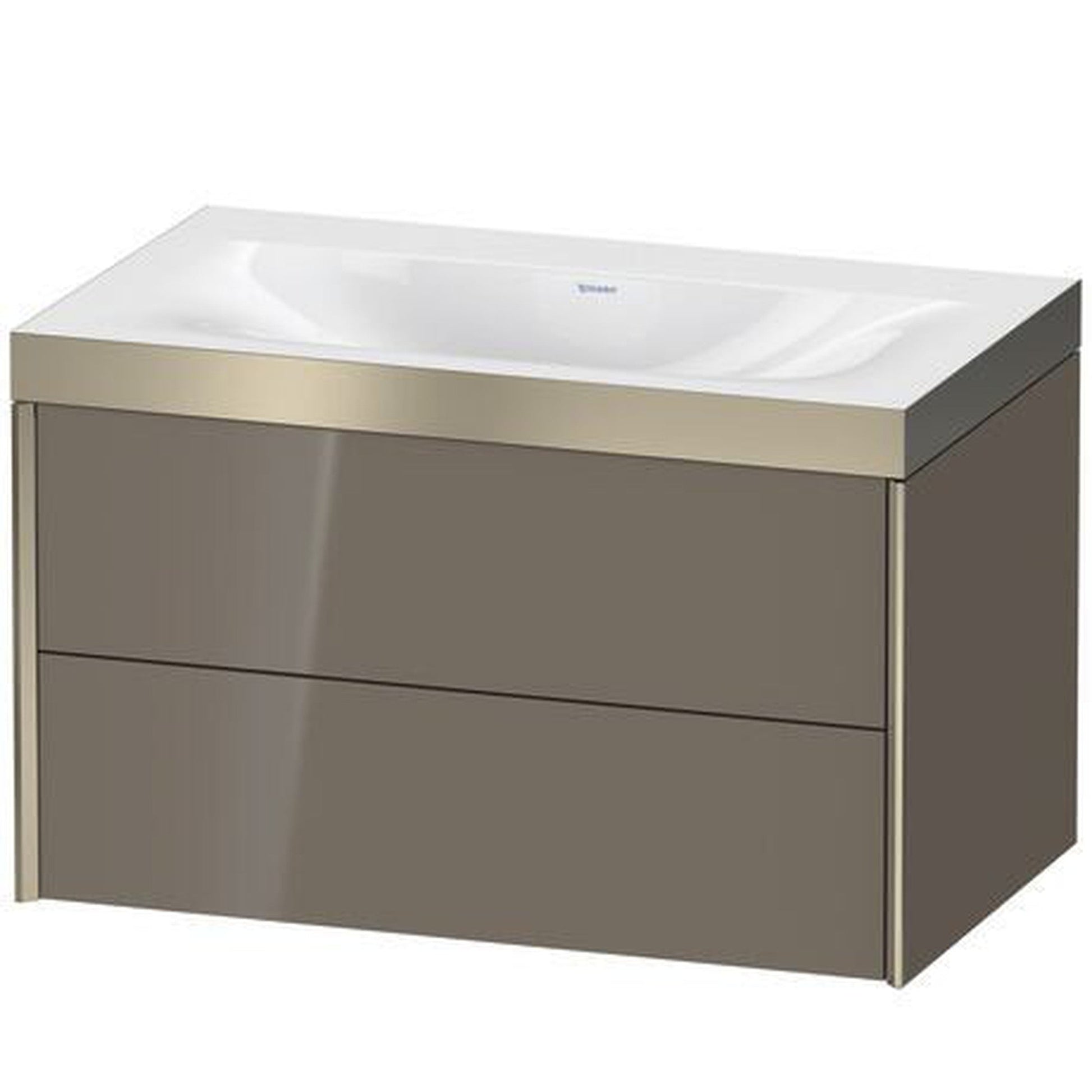 Duravit Xviu 31" x 20" x 19" Two Drawer C-Bonded Wall-Mount Vanity Kit Without Tap Hole, Flannel Gray (XV4615NB189P)
