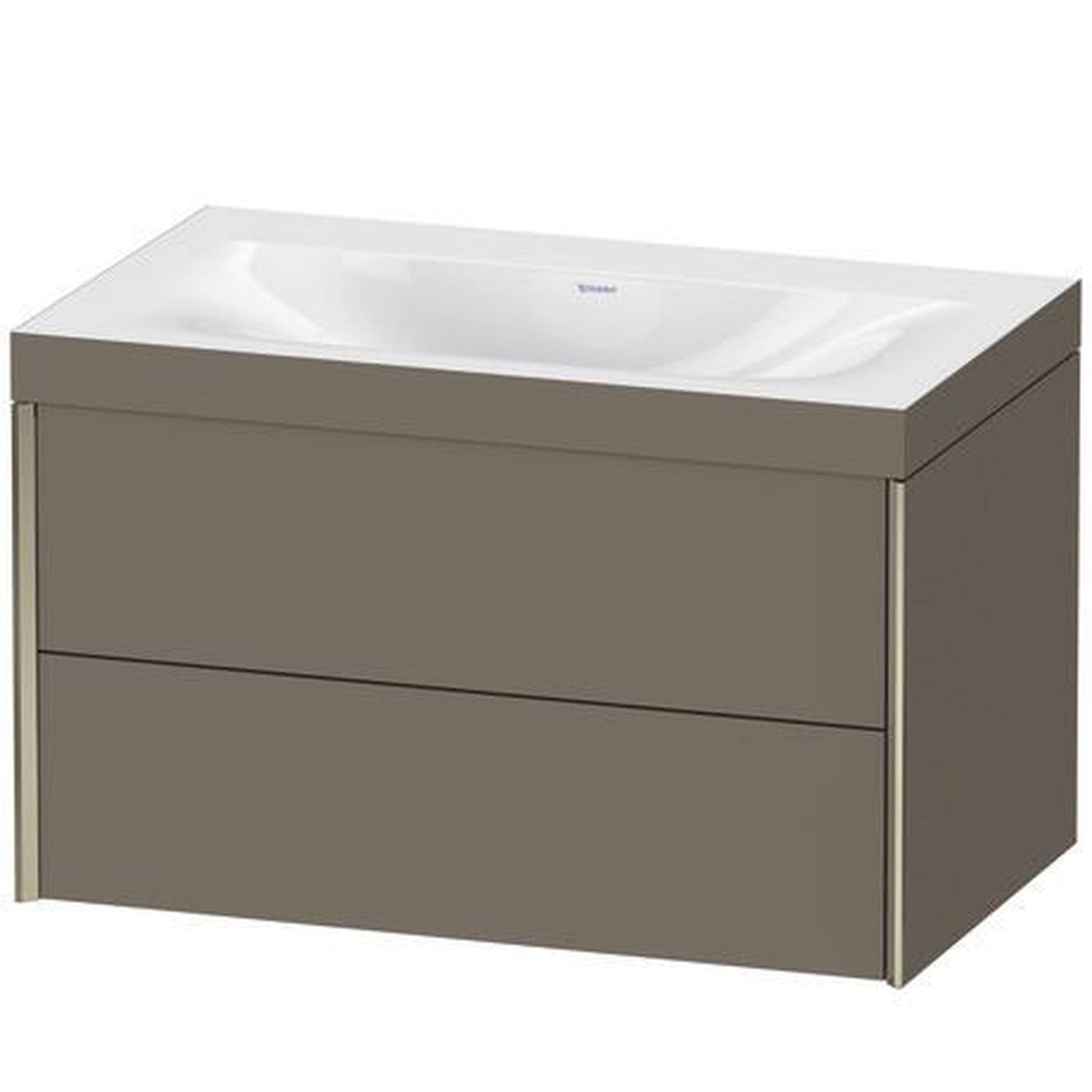 Duravit Xviu 31" x 20" x 19" Two Drawer C-Bonded Wall-Mount Vanity Kit Without Tap Hole, Flannel Gray (XV4615NB190C)