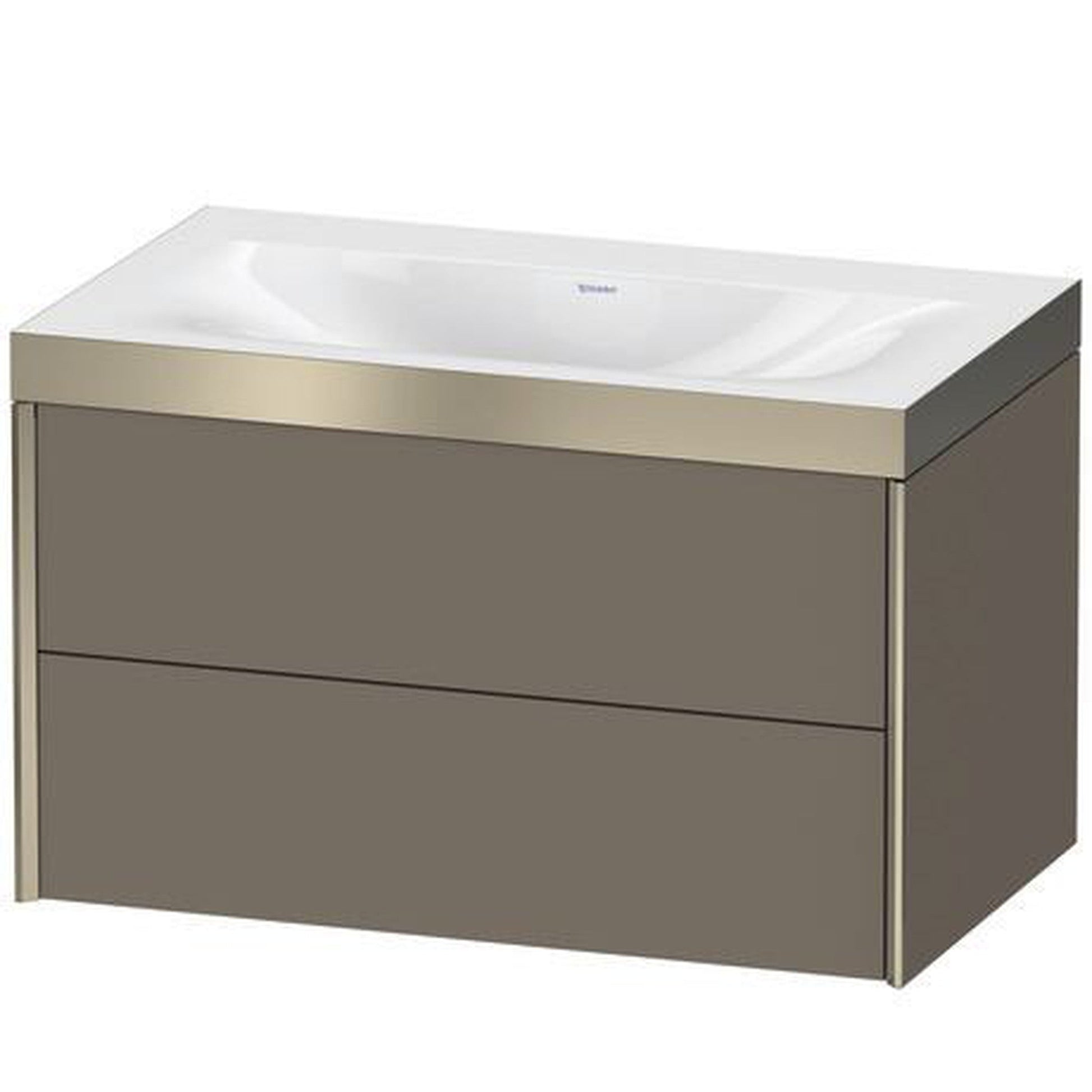 Duravit Xviu 31" x 20" x 19" Two Drawer C-Bonded Wall-Mount Vanity Kit Without Tap Hole, Flannel Gray (XV4615NB190P)