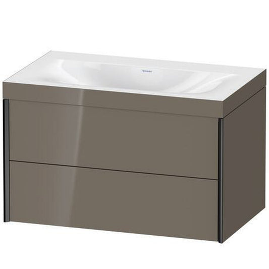 Duravit Xviu 31" x 20" x 19" Two Drawer C-Bonded Wall-Mount Vanity Kit Without Tap Hole, Flannel Gray (XV4615NB289C)